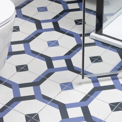 Nantes Blue Pattern Matt Porcelain Tile 33.3x33.3cm - Alternative Image