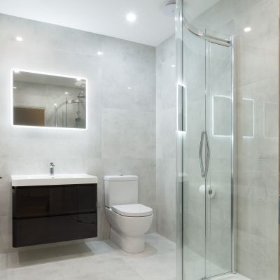 Arkana Bianco Concrete-Effect Polished Porcelain Tile 120x60cm - Alternative Image