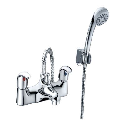 Alpha Chrome Deck-Mounted Bath Mixer Tap with Shower Handset