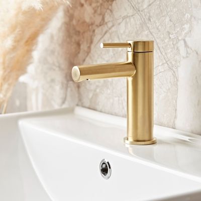 Anthem Brushed Brass Basin Mixer Tap With Click Waste - Alternative Image