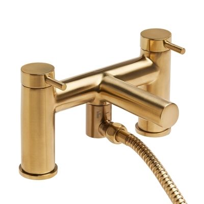 Anthem Brushed Brass Deck-Mounted Bath Filler Tap With Shower Mixer Handset