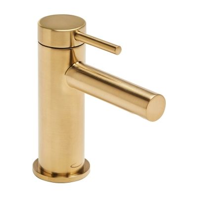 Anthem Brushed Brass Mini Mono Basin Mixer Tap with Click Waste