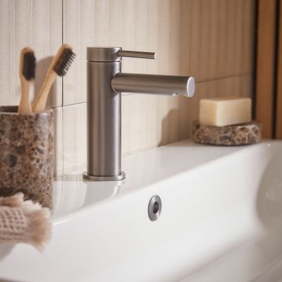 Anthem Gunmetal Grey Basin Mixer Tap with Click Waste - Alternative Image