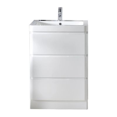 Aurora 60cm Gloss White Floor-Standing Vanity Unit