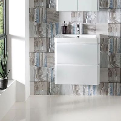 Aurora 80cm Gloss White Wall-Hung Vanity Unit - Alternative Image