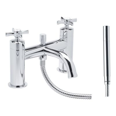 Cheltenham Chrome Deck-Mounted Bath Mixer Tap with Shower Handset