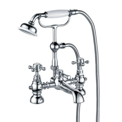 Duke Chrome Brass Bath Filler Tap with Shower Mixer Handset