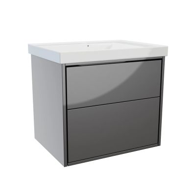 Erla 60cm Wall-Hung Twin Drawer Vanity Unit Anthracite