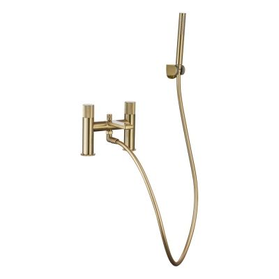 Erla Brushed Brass Bath Filler Tap With Shower Mixer Handset