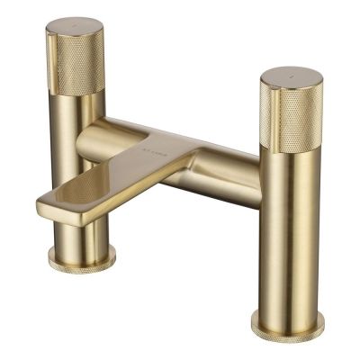 Erla Brushed Brass Deck-Mounted Bath Mixer Tap