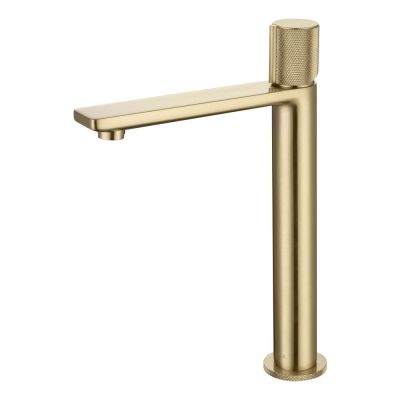 Erla Brushed Brass Tall Mono Basin Mixer Tap