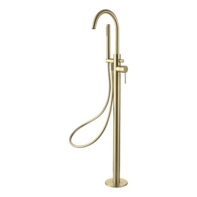 Giro Brushed Brass Freestanding Bath Mixer Tap with Handset