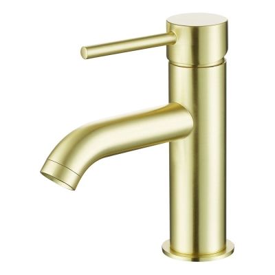 Giro Brushed Brass Mini Mono Basin Mixer Tap with Waste