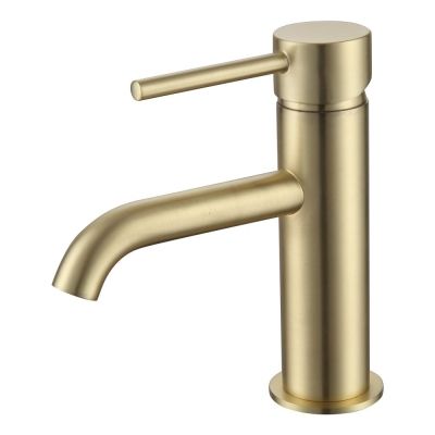 Giro Brushed Brass Mono Basin Mixer Tap with Waste