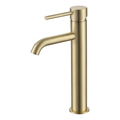 Giro Brushed Brass Tall Mono Basin Mixer Tap