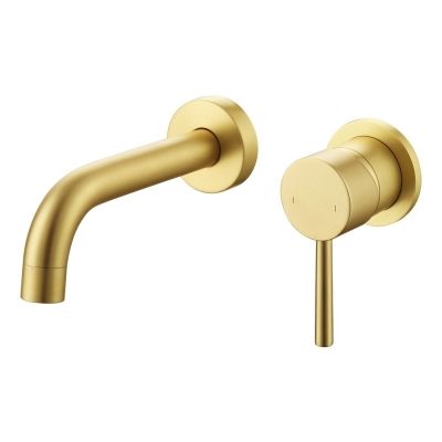Giro Brushed Brass Wall-Mounted Basin Mixer Tap