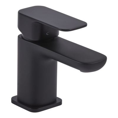 Haze Black Mini Basin Mixer Tap with Click Waste