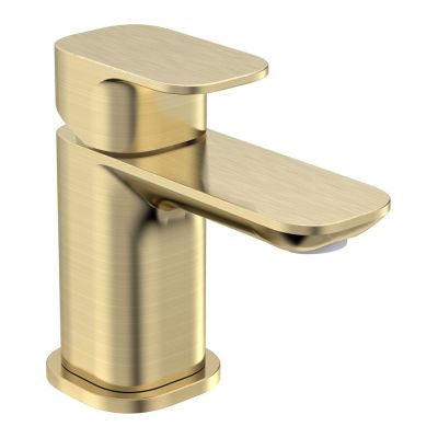 Haze Brushed Brass Mini Basin Mixer Tap with Click Waste