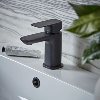 Haze Matt Black Basin Mixer Tap with Click Waste - Alternative Image