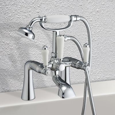 Kylemore Chrome Deck-Mounted Bath Mixer Tap with Shower Handset - Alternative Image