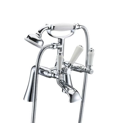 Kylemore Chrome Deck-Mounted Bath Mixer Tap with Shower Handset