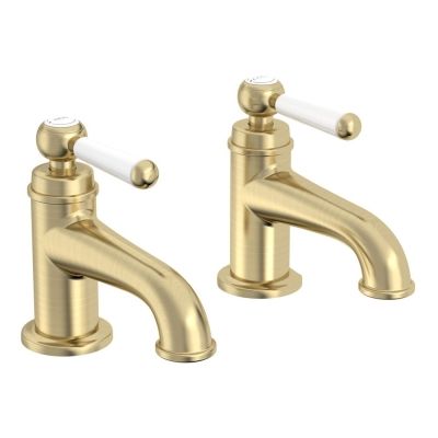Lansdown Brushed Brass Basin Taps Pair