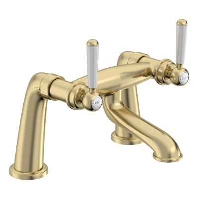 Lansdown Brushed Brass Deck-Mounted Bath Mixer Tap