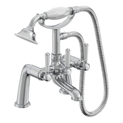 Lansdown Chrome Deck-Mounted Bath Mixer Tap with Shower Handset