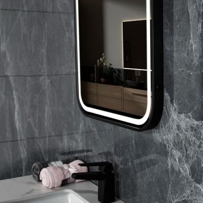 Liona Matt Black Illuminated Rectangular Mirror 50x70cm - Alternative Image