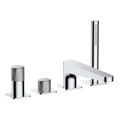 Amalfi Chrome 4-Hole Deck-Mounted Bath Mixer Tap with Shower Handset