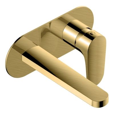 Portofino Brushed Gold Wall-Mounted Basin Mixer Tap