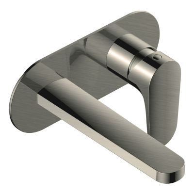 Portofino Brushed Nickel Wall-Mounted Basin Mixer Tap