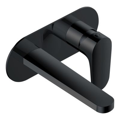 Portofino Matt Black Wall-Mounted Basin Mixer Tap