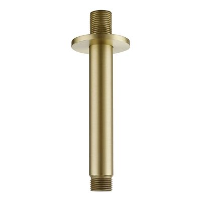 Round Brushed Brass Ceiling Shower Arm 12cm