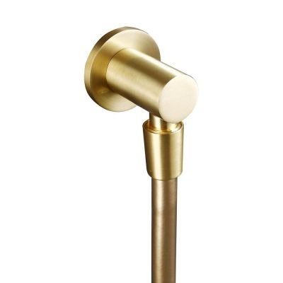 Round Brushed Brass Outlet Elbow