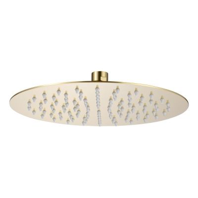 Round Brushed Brass Ultra Slim Shower Head 25cm