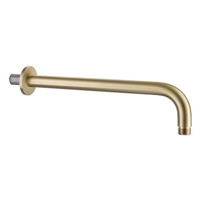 Round Brushed Brass Wall Shower Arm 30cm