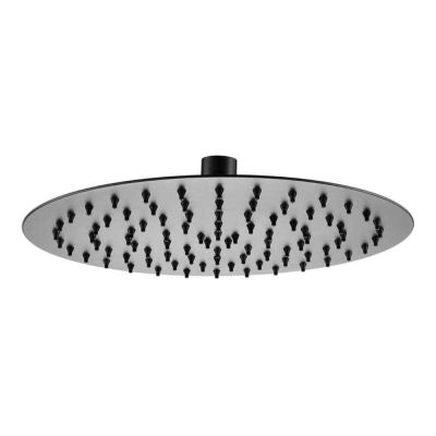 Round Gunmetal Grey Ultra Slim Shower Head 25cm