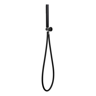 Round Matt Black Outlet and Parking Bracket with Shower Handset and Hose