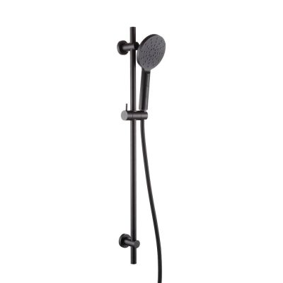 Round Matt Black Slide Rail with Large Shower Handset