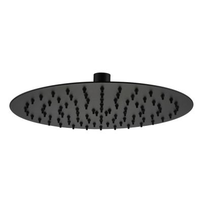 Round Matt Black Ultra Slim Shower Head 25cm