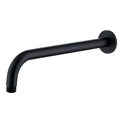 Round Matt Black Wall Shower Arm 30cm