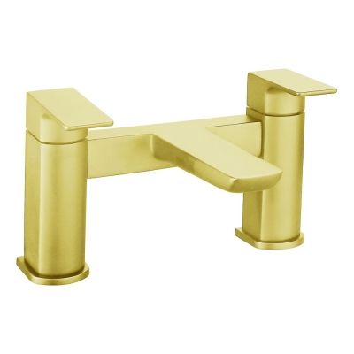 Saldo Brushed Brass Deck-Mounted Bath Mixer Tap