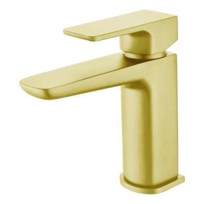 Saldo Brushed Brass Mono Basin Mixer Tap with Waste