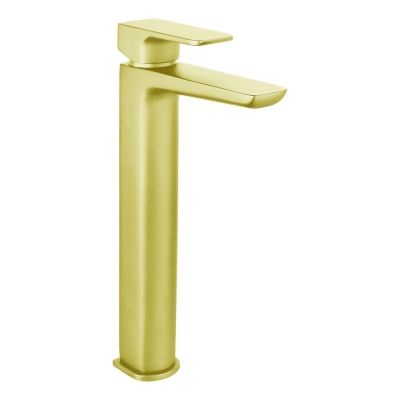 Saldo Brushed Brass Tall Mono Basin Mixer Tap