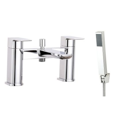 Saldo Chrome Deck-Mounted Bath Mixer Tap with Shower Handset