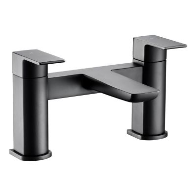 Saldo Matt Black Deck-Mounted Bath Mixer Tap