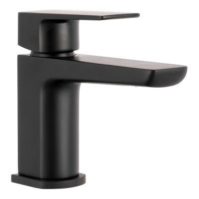 Saldo Matt Black Mini Mono Basin Mixer Tap with Waste