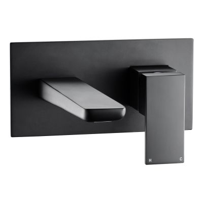 Saldo Matt Black Wall Mount Basin Mixer Tap