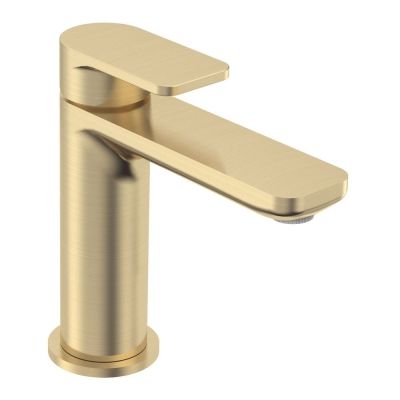 Savour Brushed Brass Basin Mixer Tap with Click Waste